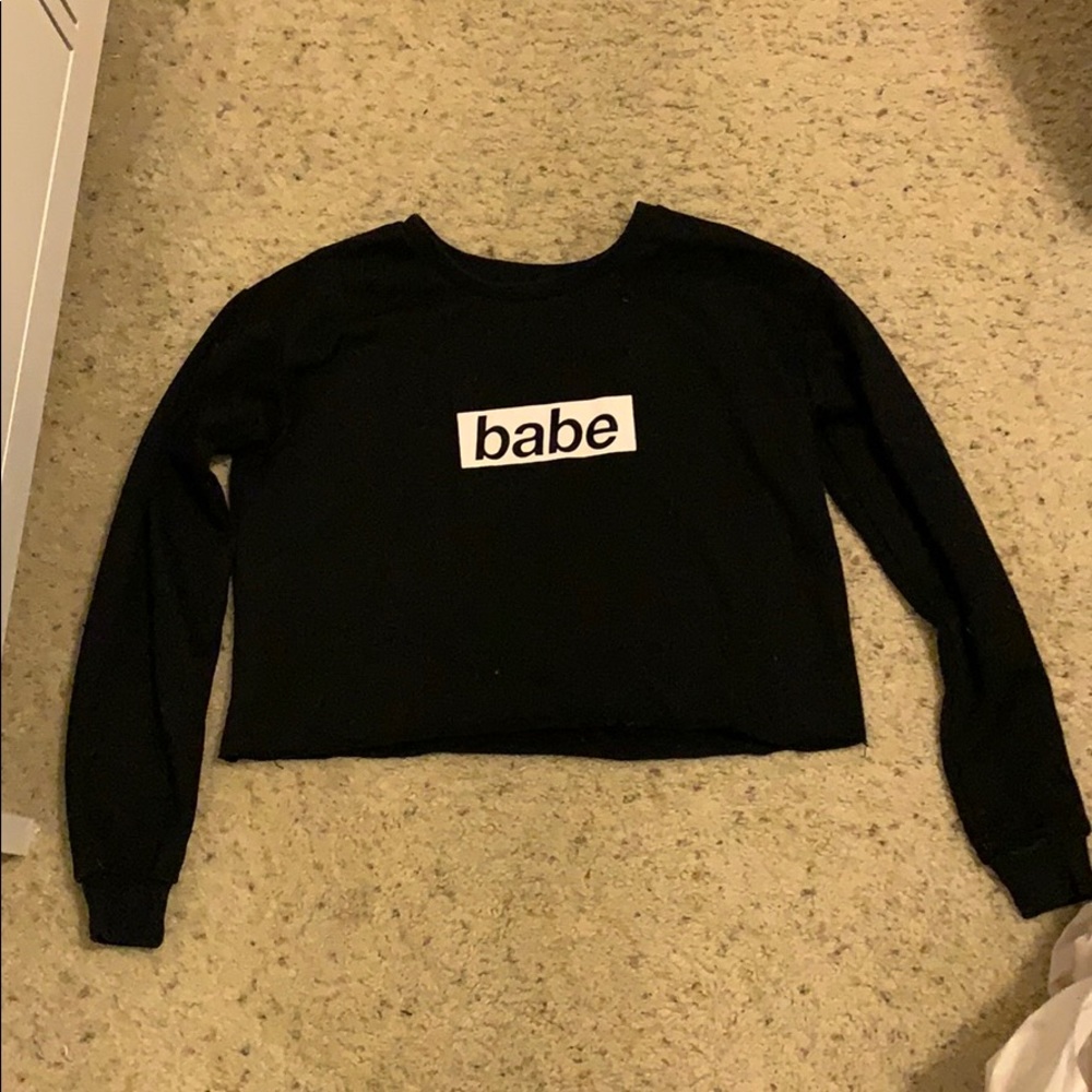 Black cropped sweater: